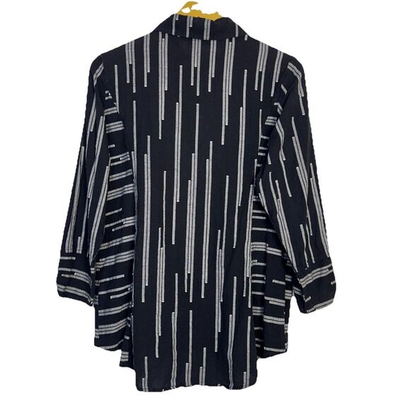 Habitat Clothes To Live In Womens Artsy Gauze Button Down Top XS Black Gray Boho - Picture 2 of 6